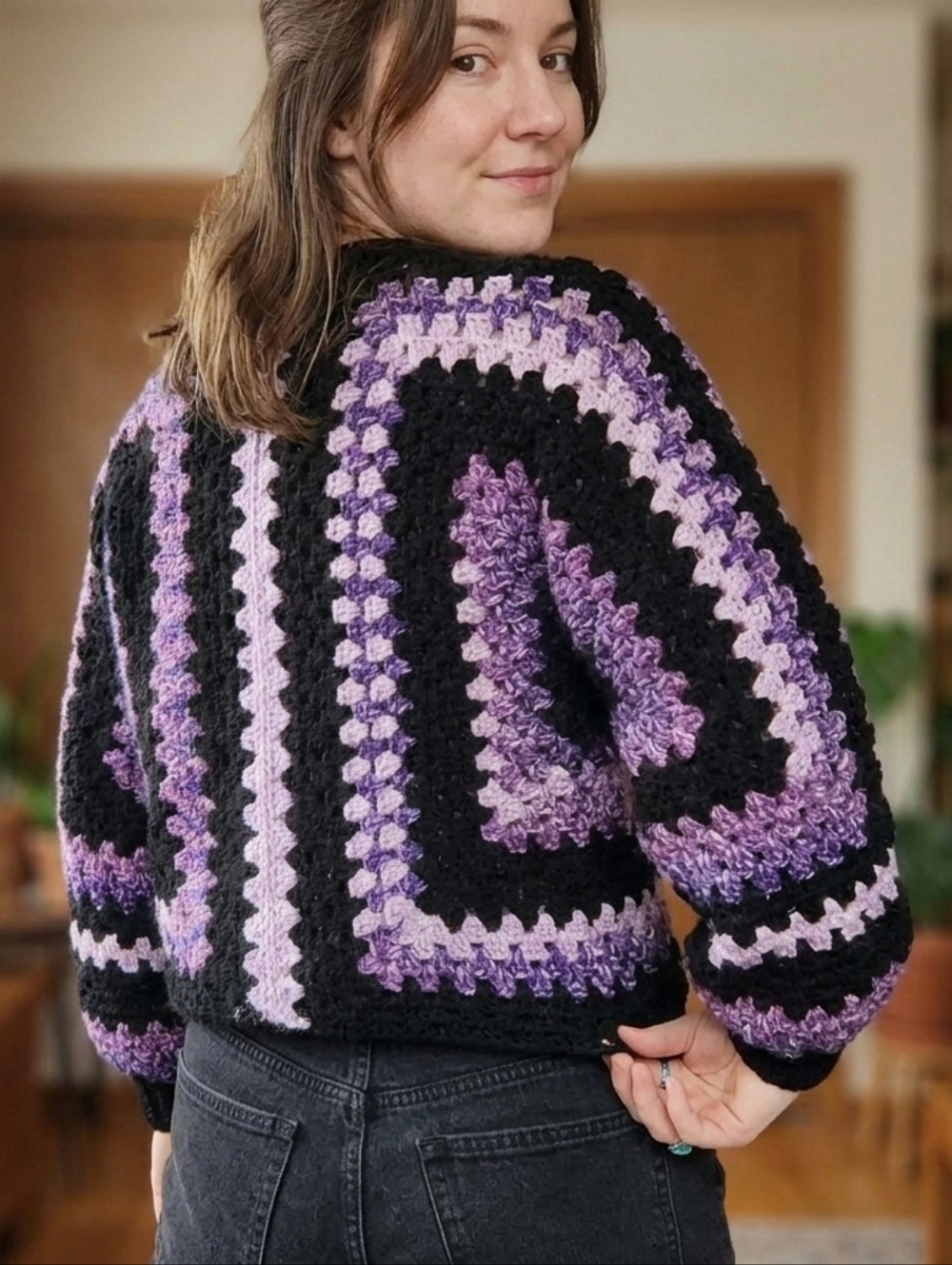 Handmade Crochet Hexagon Granny Square Cardigan - Picture 8 of 8